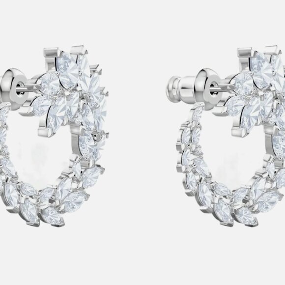 Swarovski - Louison 5419245 Rhodium Plated Czech Crystal Hoop Earrings - Picture 1 of 6
